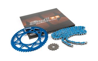 Chain Kit 14x53 - 420 Stage6 alu CNC Blue Derbi DRD Pro