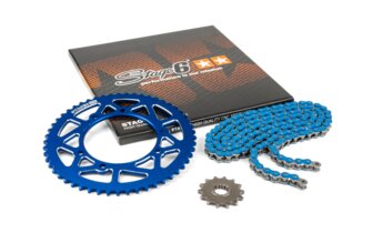 Chain Kit 14x53 - 420 Stage6 aluminium CNC blue Rieju MRT