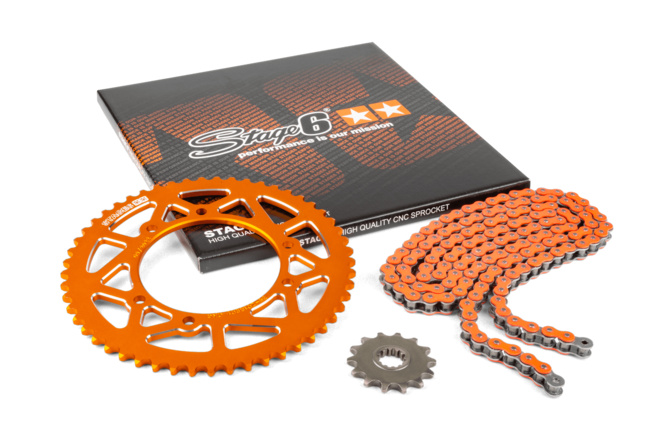 Chain Kit 14x53 - 420 Stage6 aluminium CNC orange Rieju MRT