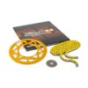 Chain Kit 14x53 - 420 Stage6 aluminium CNC yellow Derbi Senda X-treme
