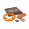 Kit catena 14x53 - 420 Stage6 alu CNC arancione Aprilia SX 50