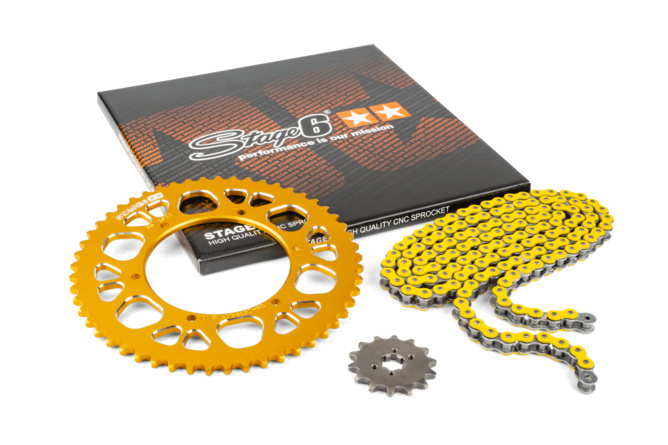 Chain Kit 14x53 - 420 Stage6 aluminium CNC yellow Aprilia SX 50