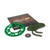 Kit catena 14x53 - 420 Stage6 alu CNC verde Aprilia SX 50