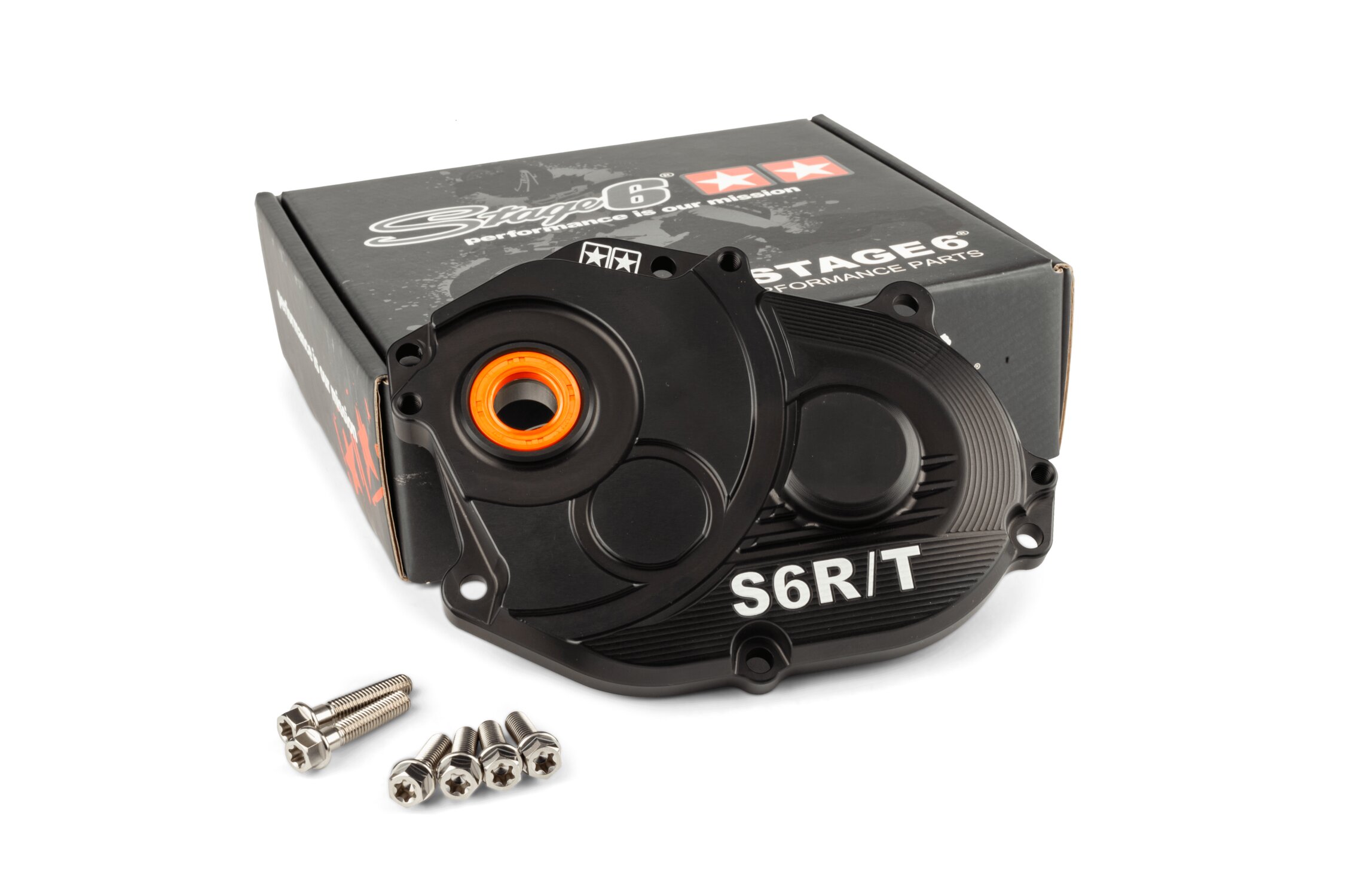 Gearbox Cover Stage6 R/T black with titanium screws Minarelli