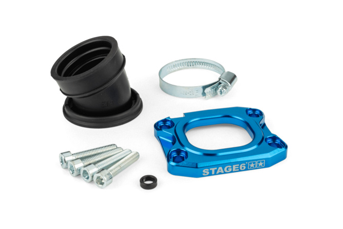 Ansaugstutzen Stage6 360° AM6 / Derbi blau für PWK 30 - 34mm