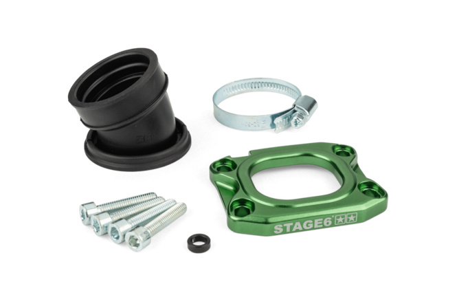 Ansaugstutzen Stage6 360° AM6 / Derbi grün für PWK 30 - 34mm