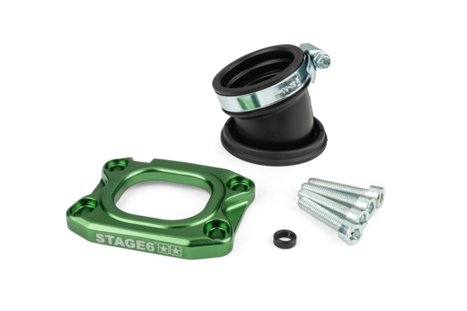 Ansaugstutzen Stage6 360° AM6 / Derbi grün für PWK 30 - 34mm