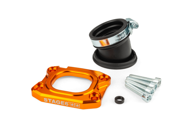 Ansaugstutzen Stage6 360° AM6 / Derbi orange für PWK 30 - 34mm