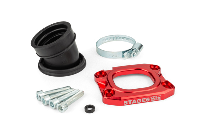 Ansaugstutzen Stage6 360° AM6 / Derbi rot für PWK 30 - 34mm