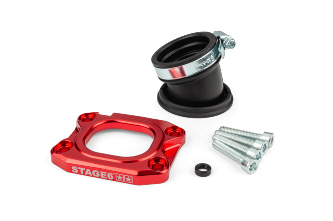 Ansaugstutzen Stage6 360° AM6 / Derbi rot für PWK 30 - 34mm