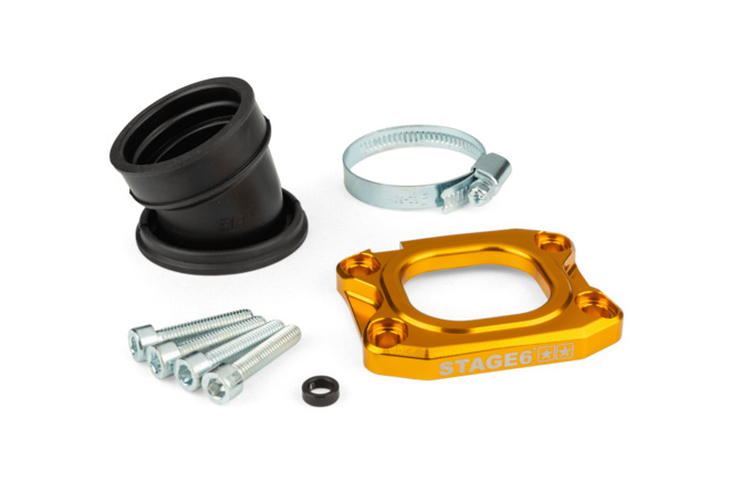 Ansaugstutzen Stage6 360° AM6 / Derbi gelb für PWK 30 - 34mm