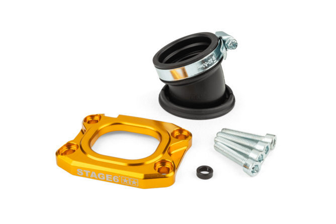 Ansaugstutzen Stage6 360° AM6 / Derbi gelb für PWK 30 - 34mm
