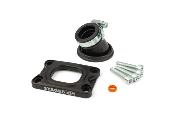 Collettore aspirazione Stage6 360° AM6 / Derbi nero per Dellorto / CP