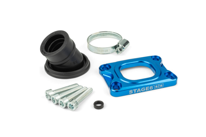 Collettore aspirazione Stage6 360° AM6 / Derbi blu per Dellorto / CP
