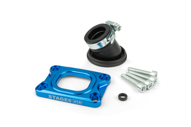 Collettore aspirazione Stage6 360° AM6 / Derbi blu per Dellorto / CP