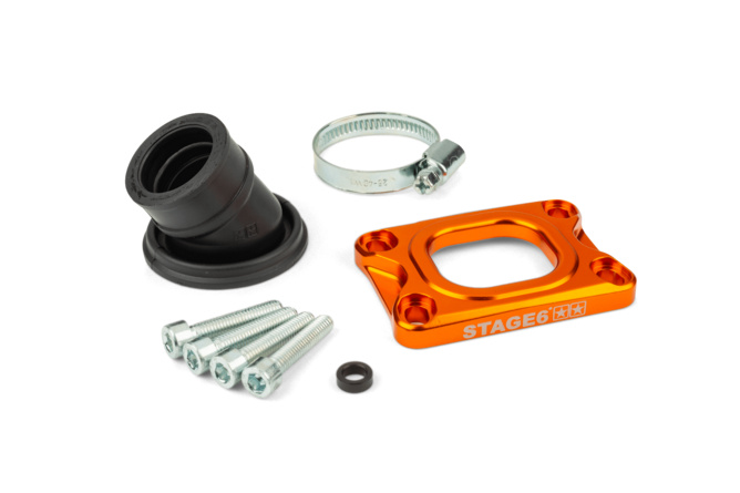 Ansaugstutzen Stage6 360° AM6 / Derbi orange für Dellorto / CP