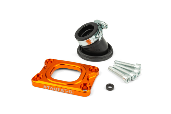 Ansaugstutzen Stage6 360° AM6 / Derbi orange für Dellorto / CP