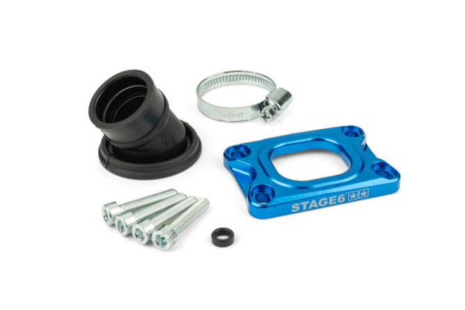 Ansaugstutzen Stage6 360° AM6 / Derbi blau für CP Evolution