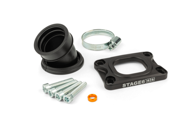 Ansaugstutzen Stage6 360° AM6 / Derbi schwarz für PWK 19 - 28mm