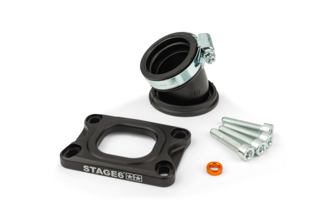 Ansaugstutzen Stage6 360° AM6 / Derbi schwarz für PWK 19 - 28mm