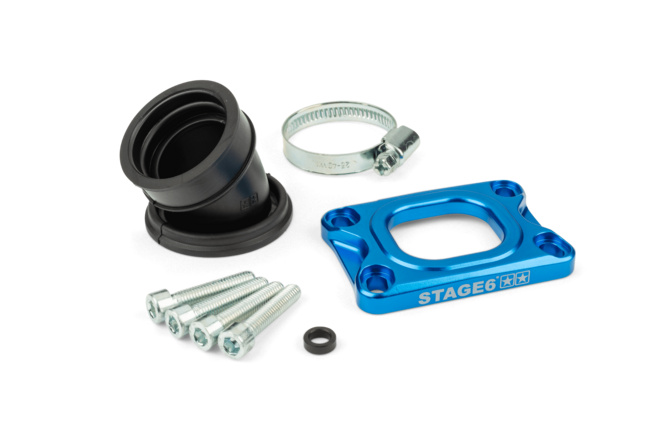 Ansaugstutzen Stage6 360° AM6 / Derbi blau für PWK 19 - 28mm