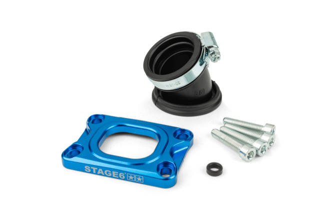 Ansaugstutzen Stage6 360° AM6 / Derbi blau für PWK 19 - 28mm