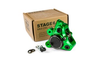 Front Brake Caliper CNC aluminium Stage6 Minarelli / Piaggio / Peugeot green