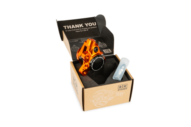 Bremssattel vorn Alu CNC Stage6 Minarelli / Piaggio / Peugeot orange