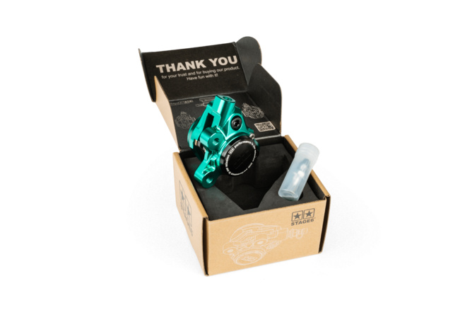 &Eacute;trier de frein avant Stage6 MBK Booster et Nitro Alu CNC Turquoise