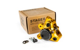 Front Brake Caliper CNC aluminium Stage6 Minarelli / Piaggio / Peugeot gold