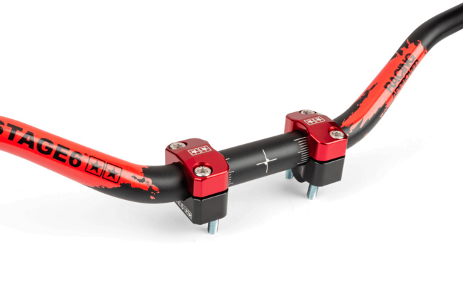 Manubrio motocross 28mm + morsetti Stage6 Rosso
