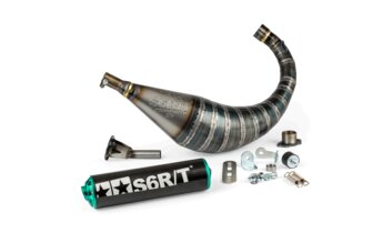 Pot d'&eacute;chappement Stage6 R/T 70 - 80 Derbi Noir / Turquoise