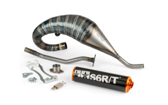 Pot d'&eacute;chappement Stage6 R/T 70 - 80 passage haut Derbi Noir / Orange