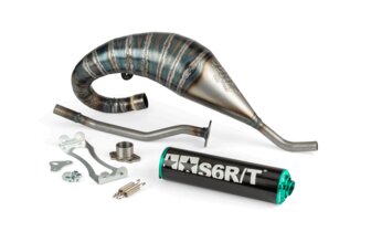 Pot d'&eacute;chappement Stage6 R/T 70 - 80 passage haut Derbi Noir / Turquoise