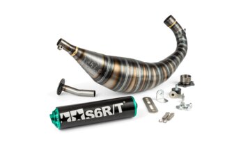 Pot d'&eacute;chappement Stage6 R/T 90 - 100 Derbi Noir / Turquoise