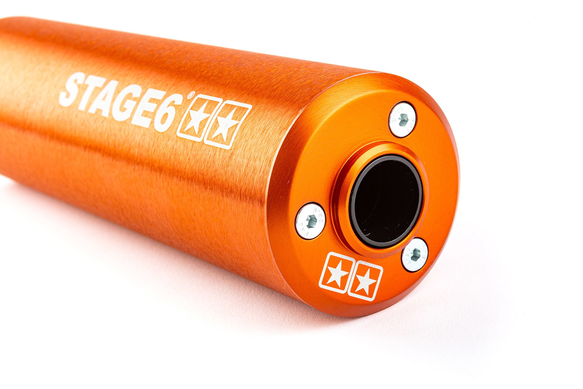 STAGE6 STREETRACE CNC MUFFLER ORANGE BLACK HIGH MOUNT HM WIND BETA RR AM6