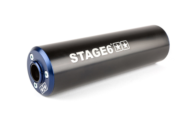 Exhaust Stage6 Streetrace chrome CNC blue / black Derbi / Minarelli AM6