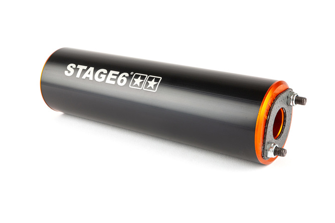 Auspuff Stage6 Streetrace chrome CNC orange / schwarz Derbi / Minarelli AM6
