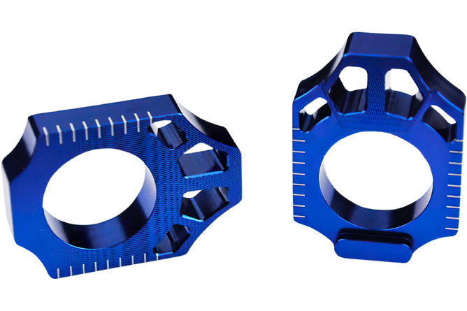 Chain Tensioners / Axle Blocks Scar aluminium YZF 250 / 450 blue