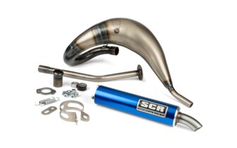 Pot d'échappement SCR Corse Handmade Cross 50 - 70 Derbi Bleu