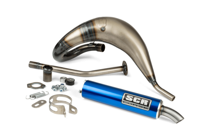Pot d'échappement SCR Corse Handmade Cross 50 - 70 Derbi Bleu