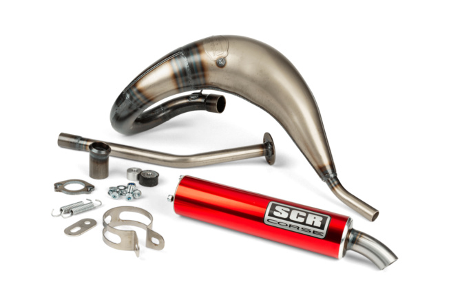 Pot d'échappement SCR Corse Handmade Cross 50 - 70 Derbi Rouge