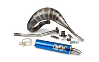 Pot d'échappement SCR Corse Racing Line Cross 70 - 80 Derbi Bleu