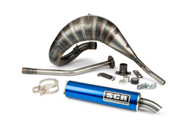 Pot d'échappement SCR Corse Racing Line Cross 70 - 80 Derbi Bleu
