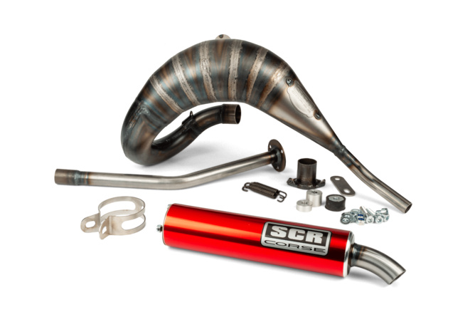 Pot d'échappement SCR Corse Racing Line Cross 70 - 80 Derbi Rouge