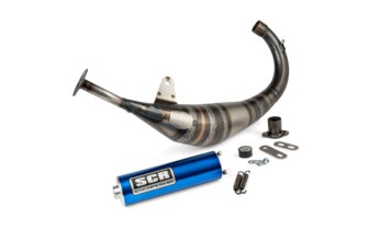 Pot d'échappement SCR Corse Racing Line 70 - 80 Derbi Bleu