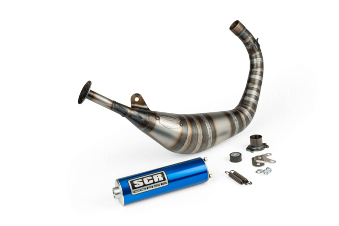 Pot d'échappement SCR Corse Racing Line 80 - 90 Derbi Bleu