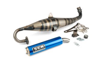 Pot d'échappement SCR Corse Handmade 70 MBK Nitro Bleu