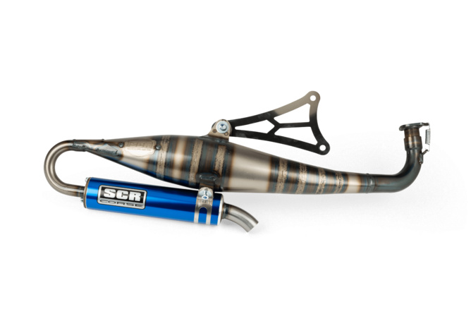 Auspuff SCR Corse Handmade 70 Minarelli liegend blau