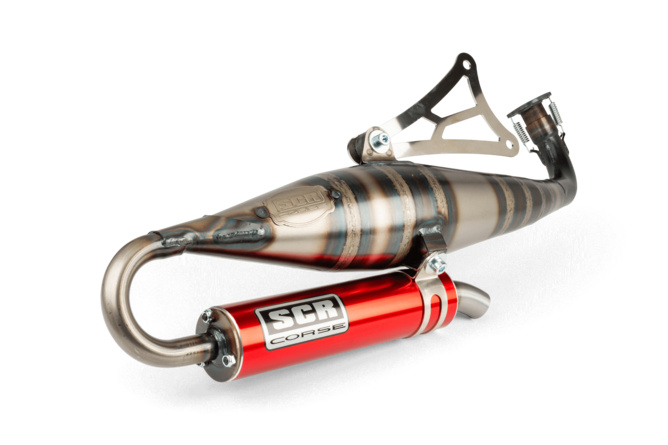 Auspuff SCR Corse Handmade 70 Minarelli liegend rot